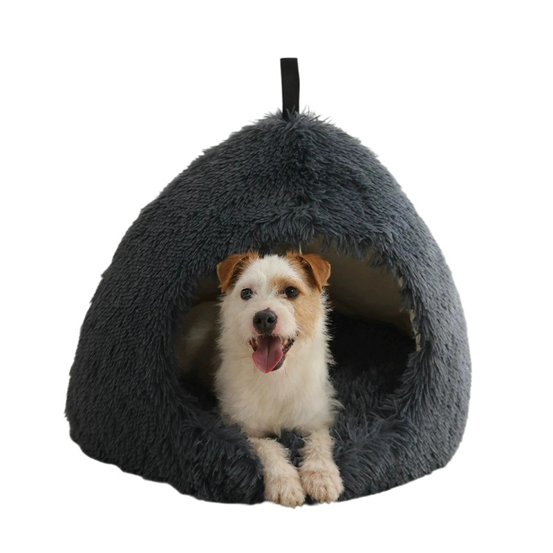 Winter plush dog  cat bed nest