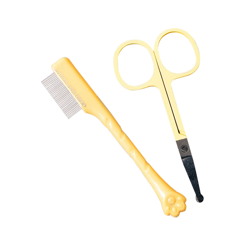 Pet cleaning comb and scissor kit