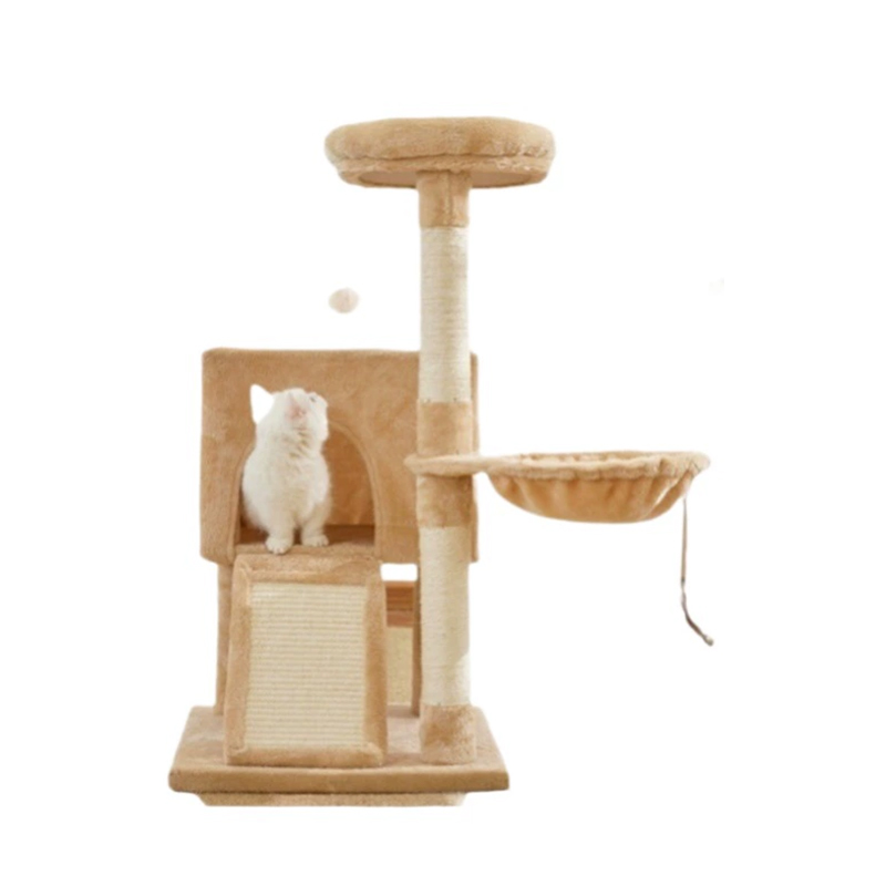 Plush cat playing frame house