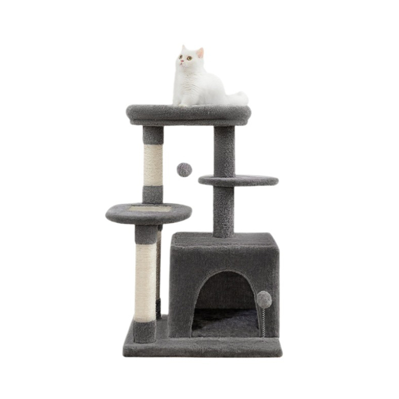Wood cat scratcher tree house 