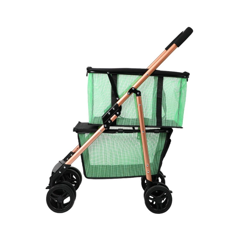 Double compartment pet stroller and pet cage